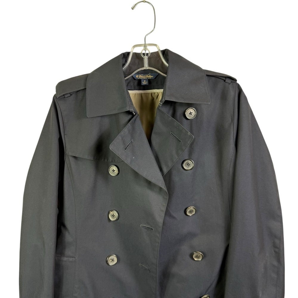 Brooks Brothers Double-Breasted Belted Cotton Twill Trench Coat - Navy, 2 - Picture 3 of 6